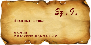 Szurma Irma névjegykártya